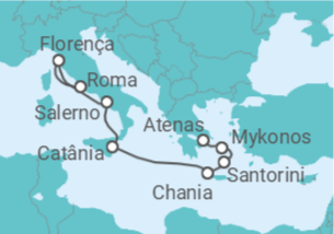 Itinerário do Cruzeiro Itália, Grécia - Virgin Voyages