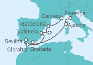 Itinerário do Cruzeiro Espanha, Gibraltar, França, Itália - NCL Norwegian Cruise Line