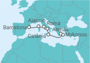 Itinerário do Cruzeiro França, Itália, Grécia - Virgin Voyages