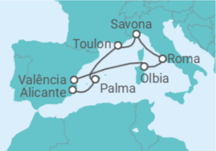 Itinerário do Cruzeiro De Valência a Alicante - Costa Cruzeiros
