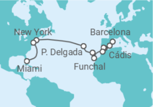Itinerário do Cruzeiro De Barcelona a Miami TI - MSC Cruzeiros