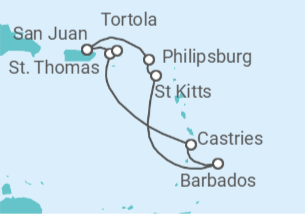 Itinerário do Cruzeiro Sint Maarten, Barbados, Santa Lúcia, Ilhas Virgens Americanas, Ilhas Virgens Britânicas - NCL Norwegian Cruise Line