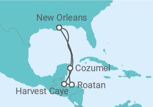 Itinerário do Cruzeiro México, Honduras - NCL Norwegian Cruise Line