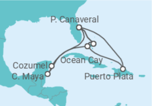 Itinerário do Cruzeiro Bahamas, México, EUA - MSC Cruzeiros