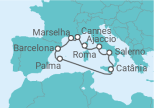 Itinerário do Cruzeiro França, Itália, Espanha - Virgin Voyages