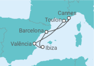 Itinerário do Cruzeiro França, Espanha - Virgin Voyages