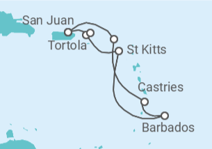 Itinerário do Cruzeiro Curaçao, Bonaire, Santo Eustáquio e Saba, Ilhas Virgens Americanas, Ilhas Virgens Britânicas - NCL Norwegian Cruise Line