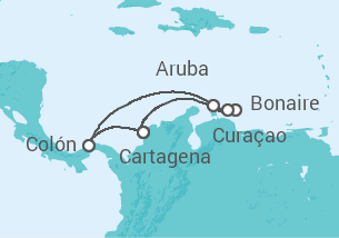 Itinerário do Cruzeiro Colômbia, Curaçao, Bonaire, Santo Eustáquio e Saba, Aruba - Royal Caribbean