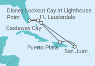 Itinerário do Cruzeiro Porto Rico - Disney Cruise Line