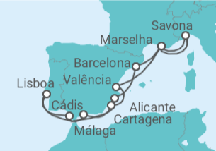 Itinerário do Cruzeiro França, Itália, Espanha, Portugal - Costa Cruzeiros
