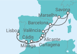 Itinerário do Cruzeiro França, Espanha, Portugal - Costa Cruzeiros