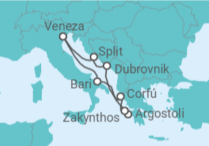 Itinerário do Cruzeiro Grécia, Croácia, Itália - Costa Cruzeiros