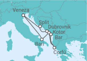 Itinerário do Cruzeiro Itália, Montenegro, Grécia, Croácia - Costa Cruzeiros