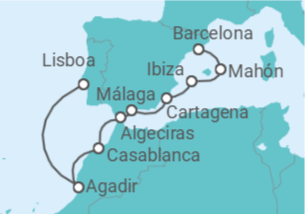 Itinerário do Cruzeiro Marrocos, Espanha - Oceania Cruises
