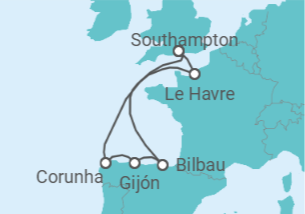 Itinerário do Cruzeiro Espanha, França - Cunard