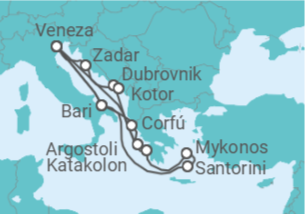 Itinerário do Cruzeiro Itália, Grécia, Croácia, Montenegro - Costa Cruzeiros