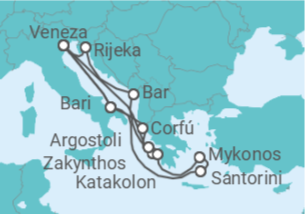 Itinerário do Cruzeiro Itália, Grécia - Costa Cruzeiros