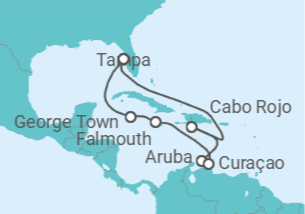 Itinerário do Cruzeiro Aruba, Curaçao, Jamaica, Ilhas Caimão - NCL Norwegian Cruise Line