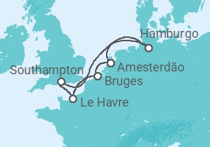 Itinerário do Cruzeiro Alemanha, Holanda, Bélgica, França TI - MSC Cruzeiros
