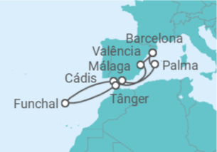Itinerário do Cruzeiro Espanha, Marrocos, Portugal - Virgin Voyages