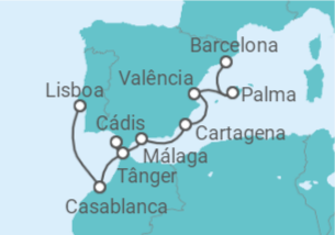 Itinerário do Cruzeiro Marrocos, Espanha - Silversea