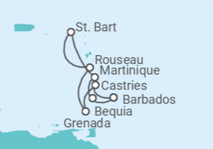 Itinerário do Cruzeiro São Vicente E Granadinas, Martinique, Guadalupe, Santa Lúcia - Silversea