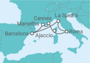 Itinerário do Cruzeiro Itália, França - Virgin Voyages