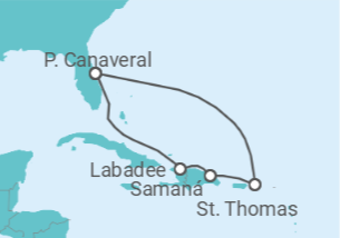 Itinerário do Cruzeiro Ilhas Virgens Americanas, República Dominicana - Royal Caribbean