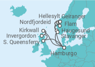 Itinerário do Cruzeiro Noruega, Alemanha, Reino Unido - Costa Cruzeiros