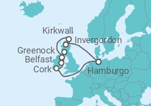Itinerário do Cruzeiro Irlanda, Reino Unido TI - com voo - MSC Cruzeiros