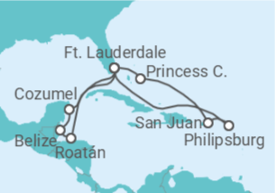 Itinerário do Cruzeiro Honduras, Belize, México, EUA, Porto Rico, Sint Maarten - Princess Cruises