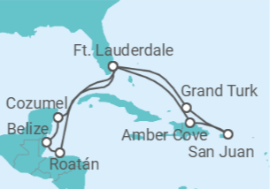 Itinerário do Cruzeiro México, Belize, Honduras, EUA, Bahamas, Porto Rico - Princess Cruises