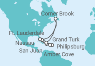 Itinerário do Cruzeiro Bahamas, EUA, Sint Maarten, Porto Rico - Princess Cruises