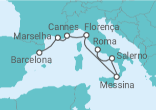 Itinerário do Cruzeiro França, Itália - NCL Norwegian Cruise Line
