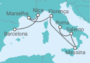 Itinerário do Cruzeiro França, Itália - NCL Norwegian Cruise Line