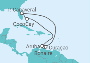 Itinerário do Cruzeiro Curaçao, Bonaire, Santo Eustáquio e Saba, Aruba - Royal Caribbean