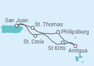Itinerário do Cruzeiro Ilhas Virgens Americanas, Sint Maarten, Antígua E Barbuda, São Cristóvão E Neves - Royal Caribbean