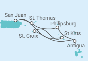 Itinerário do Cruzeiro Ilhas Virgens Americanas, Sint Maarten, Antígua E Barbuda, São Cristóvão E Neves - Royal Caribbean