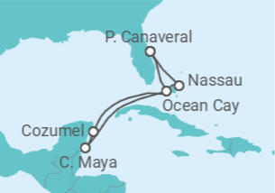 Itinerário do Cruzeiro México, Bahamas - MSC Cruzeiros