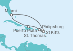 Itinerário do Cruzeiro Sint Maarten, São Cristóvão E Neves, Ilhas Virgens Americanas - MSC Cruzeiros