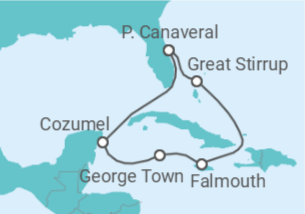 Itinerário do Cruzeiro México, Ilhas Caimão, Jamaica - NCL Norwegian Cruise Line