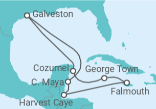 Itinerário do Cruzeiro México, Ilhas Caimão, Jamaica - NCL Norwegian Cruise Line