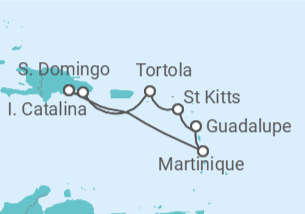 Itinerário do Cruzeiro Martinique, Guadalupe, São Cristóvão E Neves, Ilhas Virgens Britânicas - Costa Cruzeiros
