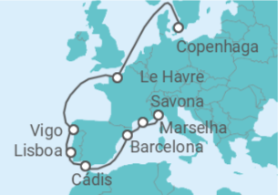 Itinerário do Cruzeiro França, Espanha, Portugal - Costa Cruzeiros