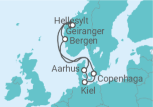 Itinerário do Cruzeiro Noruega, Dinamarca, Alemanha - Costa Cruzeiros