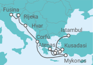Itinerário do Cruzeiro De Atenas a Fusina (Italia) - Explora Journeys