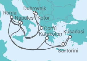 Itinerário do Cruzeiro Grécia, Turquia, Itália, Croácia, Montenegro - Princess Cruises