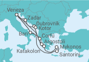 Itinerário do Cruzeiro Itália, Grécia, Croácia, Montenegro - Costa Cruzeiros