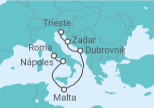Itinerário do Cruzeiro Croácia, Malta, Itália - Cunard