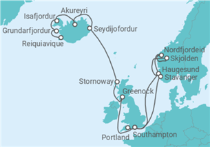 Itinerário do Cruzeiro De Reiquiavique a Southampton (Londres) - Princess Cruises